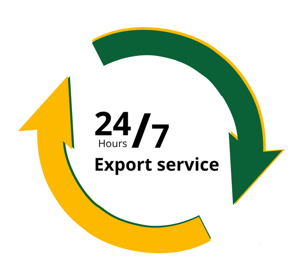 Wij bieden een 24 uurs services voor exports. Stuur ons direct een WhatsApp om een afspraak te maken!